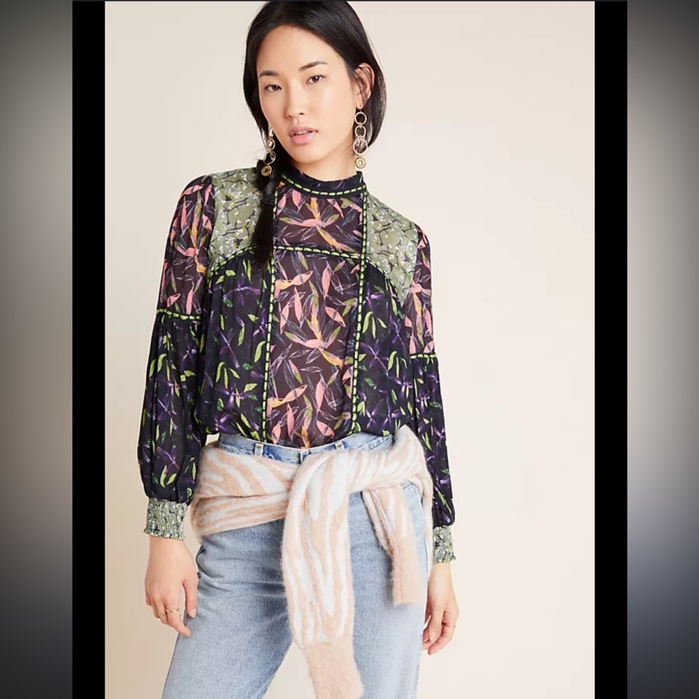 BL-NK anthropologie ellena blouse petite small